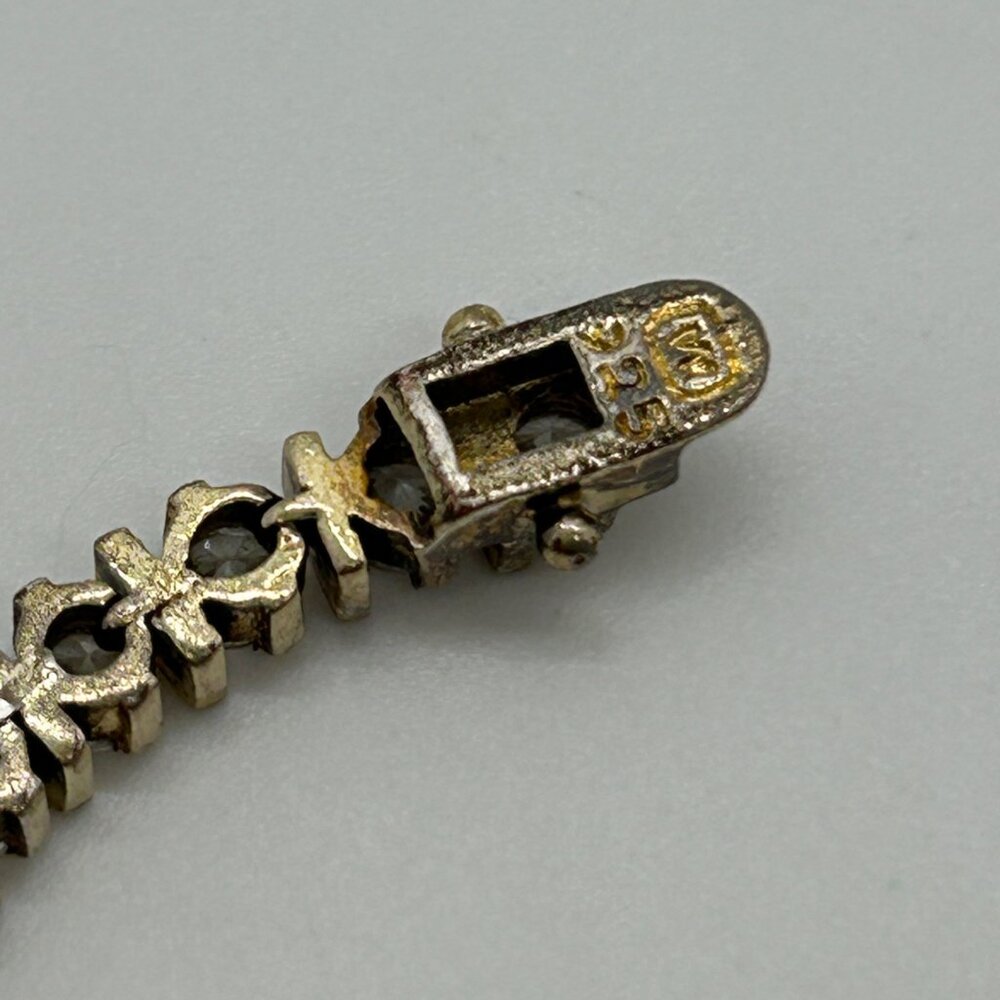 Vintage Sterling Silver Tennis Bracelet Gold Vermeil CZ Round Cut Cubic Zirconia - Picture 8 of 13